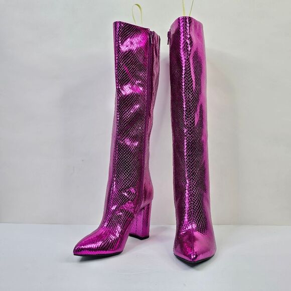INC International Concepts Metallic Purple Paiton Tall Heeled Boots - Picture 2 of 11